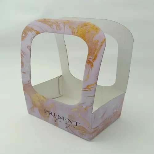 Коробка-переноска для цветов «Мрамор», 17 × 12 × 32 см¶