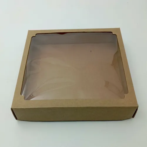 Коробка сборная, крышка-дно, с окном, крафт, 26 х 21 х 4 см, набор 5 шт. 7041930